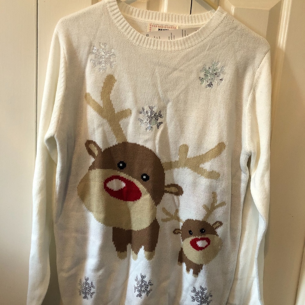 NWT Adorable Reindeer Christmas Sweater